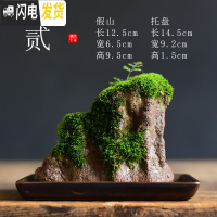 三维工匠苔藓盆栽假山吸水石盆景水培青苔造景办公室桌面净化空气花盆摆件 [贰-假山苔藓盆栽] 小花盆容器