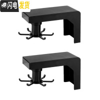 三维工匠厨房免打孔无痕墙壁置物架免钉粘钩挂钩挂勺子挂架可旋转挂钩多用 黑色旋转6钩[PP材质]2个装