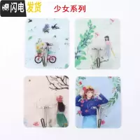 三维工匠挂钩强力贴粘胶墙壁壁挂无痕浴室吸盘厨房挂勾粘贴后免打孔粘钩 粘钩(15个装)少女-颜色随机
