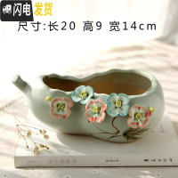 三维工匠手绘韩式捏花小老桩粗陶多肉花盆手工陶瓷简约大花盆 手工花5 中等花盆容器