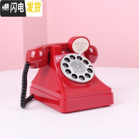 三维工匠韩国少女粉色复古电话存钱罐可爱储蓄罐房间装饰道具摆件学校 矮版电话—红色
