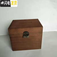 三维工匠儿童存钱罐带锁可存可取网红大容量木质储蓄罐只进不出大人用家用 中号复古(无字)贴纸+锁可取,可存20万