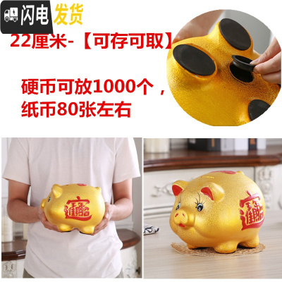 三维工匠存钱罐不可取大人用家用金猪储蓄罐小储钱只进不出大容量儿童超大 [可存可取]22厘米(送垫子)