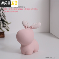 三维工匠北欧简约现代小鹿存钱罐创意女生可爱儿童装饰品摆件储钱储蓄罐 中号粉色(可存钱,只进不出,注意尺寸)