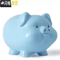 三维工匠陶瓷存钱罐儿童不可取只进不出大人用家用储蓄罐纸币硬币两用网红 一号蓝9寸只进不出