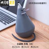 三维工匠存钱罐不可取鼠年礼品不倒翁儿童卡通生肖老鼠防摔只进不出储蓄罐 立姿款-灰色(大)