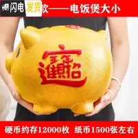 三维工匠陶瓷金猪硬币纸币存钱罐储蓄罐储钱罐儿童小猪创意不可取超大容量 6号单猪[可取款]+送金垫