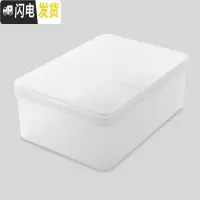 三维工匠透明塑料有盖可叠加衣服收纳箱桌面化妆品收纳盒厨房长方形储物盒