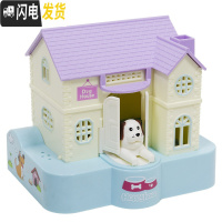 三维工匠卡通创意有趣可爱贪吃狗储蓄罐小狗硬币零钱存钱罐儿童小男孩 扒钱狗存钱罐(蓝色)送电池+螺丝刀+贴纸