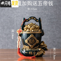 三维工匠创意个性复古存钱罐大人用家用储钱罐超大号大容量储蓄罐客厅摆件 小号一桶金存钱罐摆件蓝点色可存可取