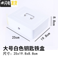 三维工匠密码锁保险箱带锁收纳铁盒储钱盒零钱储蓄盒储蓄罐大号儿童储物盒 钥匙款大号-白色