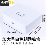 三维工匠密码锁保险箱带锁收纳铁盒储钱盒零钱储蓄盒储蓄罐大号儿童储物盒 钥匙款加大号-白色