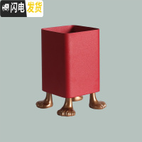 三维工匠[空之喵喵]北欧个性创意猫爪简约铁艺笔筒ins创意时尚可爱办公室 方形*刷筒*红色