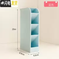 三维工匠斜插式笔筒办公室女桌面收纳盒书桌文具用品桶置物架透明化妆刷筒 北欧蓝