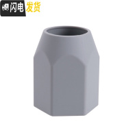 三维工匠 多功能硅胶小笔筒收纳桶 办公室收纳筒创意学生桌面收纳盒 高级灰