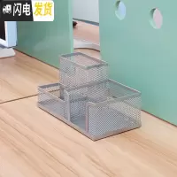 三维工匠金属四格三格铁丝网笔筒女ins北欧个性简约创意时尚可爱多功能办公室桌面多格放笔的收纳盒学生组合 两个银色三格笔筒