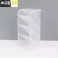 三维工匠ins风笔筒学生桌面收纳盒北欧风透明磨砂创意简约笔架化妆刷桶 大号透明白