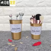 三维工匠笔筒创意时尚简约北欧风ins金色收纳盒化妆刷桶桌面摆件办公文具 大号玫瑰金304不锈钢笔筒