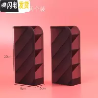 三维工匠斜插式笔筒创意时尚多功能韩国女办公室笔架收纳盒小清新桌面摆件 透明黑(2个装)