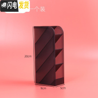 三维工匠斜插式笔筒创意时尚多功能韩国女办公室笔架收纳盒小清新桌面摆件 透明黑