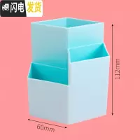 三维工匠三格笔筒北欧创意简约时尚少女心小塑料笔桶复古办公文具收纳盒儿童桌面摆件多功能大容量小学生透明笔插 蓝色(1个装)