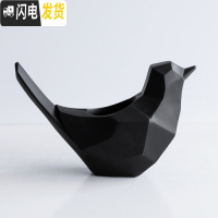 三维工匠创意时尚笔筒摆件简约可爱学生书房书桌办公用品笔桶收纳摆设 小鸟笔筒[黑色]