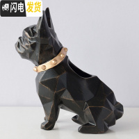三维工匠创意时尚笔筒摆件简约可爱学生书房书桌办公用品笔桶收纳摆设 小狗笔筒[黑色]