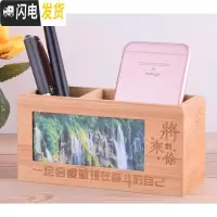 三维工匠创意时尚多功能实木笔筒办公室桌面复古笔桶中国风收纳盒定制logo 新款碳化竹B款彩图