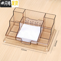 三维工匠多功能创意笔筒时尚名片笔座亚克力学生个性桌面办公室收纳盒 K953茶