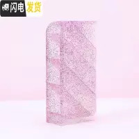 三维工匠斜插式笔筒ins文具收纳盒女创意时尚可爱透明亚克力多功能桌面少女心小学生网红儿童大容量四格倾斜笔桶 透明款-紫色