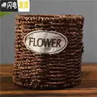三维工匠编藤编办公用品韩国仿古桌面收纳盒创意时尚多功能插花笔筒摆件 大号