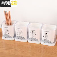 三维工匠创意可爱笔筒多功能创意时尚韩国小清新方形少女心文具批发桌面简约个性ins圆形收纳盒 太空漫步方形笔筒(随机1个)