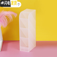 三维工匠斜插式笔筒ins收纳盒女创意时尚可爱简约北欧透明多功能办公桌面少女心网红儿童小学生摆件大容量化妆刷笔 透明磨砂白