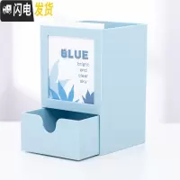 三维工匠笔筒创意时尚可爱收纳盒学生桌面摆件简约女ins办公用品笔桶文具办公收纳盒化妆刷收纳筒笔盒大容量多功能 蓝绿色