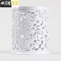 三维工匠日韩创意彩色笔筒金属花镂空时尚桌面收纳圆形笔桶办公用品简约笔筒精巧圆笔筒多色可选家庭办公笔筒 白色