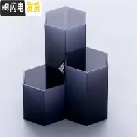 三维工匠简易多功能笔筒口红化妆刷收纳筒办公桌面时尚摆件笔架小清新学生用大容量笔插少女可爱北欧ins笔 透明黑-P3517