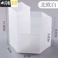 三维工匠笔筒金属彩色多功能网状创意时尚韩国小清新办公收纳盒整理组合笔盒小笔座桌面摆件学生用文具 菱形三格笔筒(北欧透明)