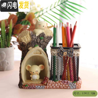 三维工匠创意时尚学生桌面摆件可爱卡通收纳儿童个性办公室龙猫笔筒女ins 小萌鼠睡觉款