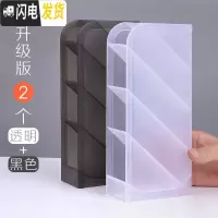 三维工匠笔筒收纳盒学生桌面创意时尚可爱多功能斜插式笔筒女ins北欧个性简约大容量亚克力摆件透明笔 升级版2个/透明+黑色