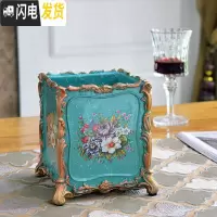 三维工匠欧式复古笔筒美式田园家居梳子化妆刷筒时尚摆件客厅遥控器收纳盒 藏青色9074B