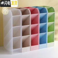 三维工匠斜插式笔筒小学生ins桌面文具收纳笔架收纳盒多功能化妆笔桶大容量 (暖色系)透明+米色+粉色+蓝色+绿色/5个装