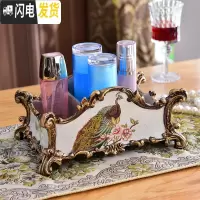 三维工匠欧式复古笔筒美式田园家居梳子化妆刷筒时尚摆件客厅遥控器收纳盒 白色收纳盒