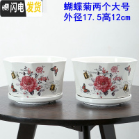 三维工匠花盆陶瓷创意个性两个大号特大号带托盘家用绿萝多肉花盆 菱角蝴蝶菊两个大号 大花盆容器