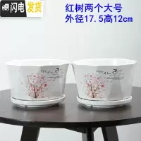 三维工匠花盆陶瓷创意个性两个大号特大号带托盘家用绿萝多肉花盆 菱角红树两个大号 大花盆容器