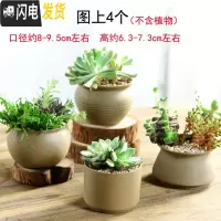 三维工匠多肉简约陶瓷绿植塑料创意紫砂复古粗陶多肉植物小花盆批发 素烧粗陶图上4个 小花盆容器
