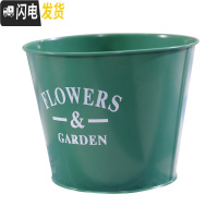 三维工匠田园复古做旧花盆铁皮桶花桶铁艺鲜花铁桶花店装饰摆件养花筒 B款绿色 大花盆容器