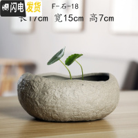 三维工匠水仙花盆铜钱水培花盆水养仿石头盆景碗莲睡莲个性创意陶瓷无孔 F-石头-18 大花盆容器