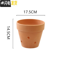 三维工匠红陶花盆吊挂泥瓦盆多孔粗陶加壁孔大口径兰花盆绿萝花盆吸水透气 17.5*14.5加8壁孔2个装 中等花盆容器