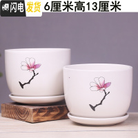 三维工匠花盆陶瓷大号带托盘个性简约创意家用吊兰绿萝多肉陶瓷花 16-一枝梅两个大号 大花盆容器