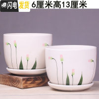 三维工匠花盆陶瓷大号带托盘个性简约创意家用吊兰绿萝多肉陶瓷花 16-草花两个大号 大花盆容器